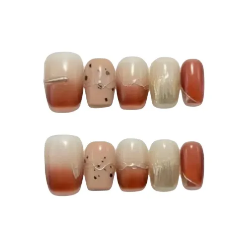 LIANJING [Southland] Ручная работа Искусственный Ногтевой Стиль Майярд Градиентный Цвет Кошачий глаз Повседневный Nail Art 17 мм Короткий LADDER