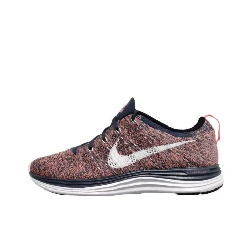 Nike Flyknit Lunar 1 Амортизация Износостойкие Низкие Кроссовки для Бега Женские Розовые