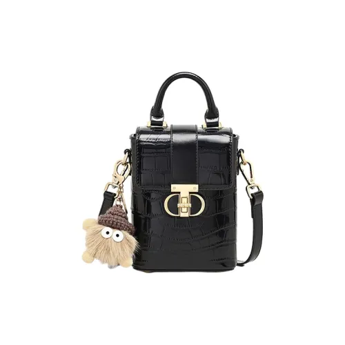 PESASRIE Корова Кожа Один Плечо Чехол для телефона Стандартный Женский Черный Белый