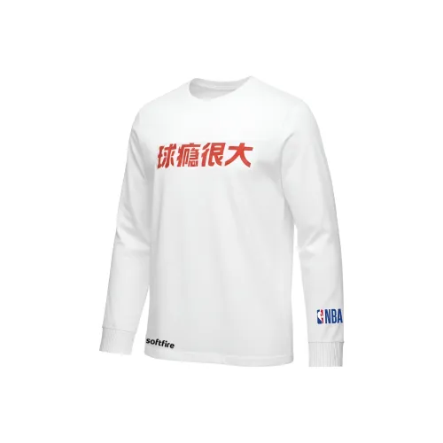 NBA Длинный рукав круглый вырез футболка для подростков весенний осенний футболка универсальная SOFTFIRE с принтом модный тренд белый