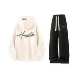 Комплект одежды [Абрикосовый свитшот + черные штаны]