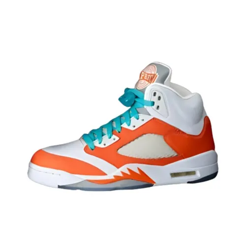 Jordan Air Джордан 5 Износостойкий Дышащий Высокий Топ Винтажные Баскетбольные Кроссовки Мужские Белый Оранжевый