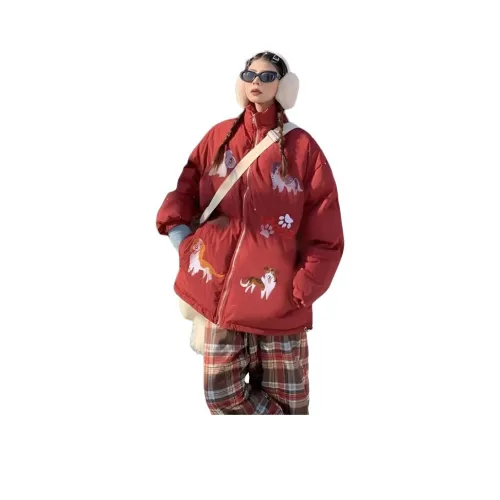 ZVJH Бургунди Унисекс Пуховики