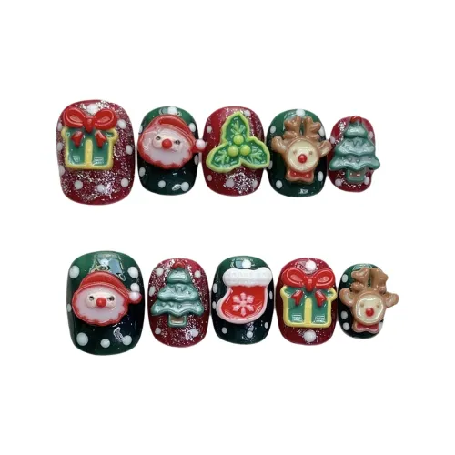 XIAMEIYU Снеговик Олень Осветляющий Ручная работа Искусственный Ногтик Короткий 15 мм