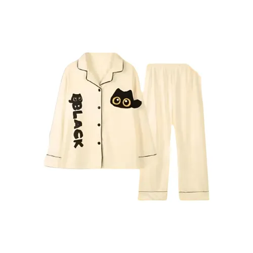 MUQINGQING Черные полосы Котенок Унисекс Пижамные комплекты