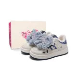 Бежевый Синий [Флисовая подкладка] [Синий плюшевый бант]