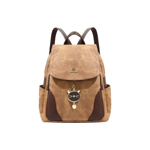 SMILE FOCUS Microfiber Synthetic Leather Backpack Standard Women's Brown