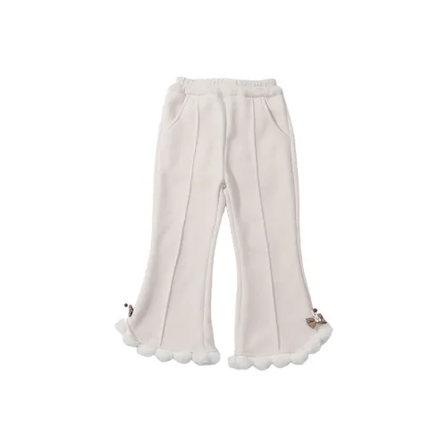 RHOBESAM Бобовый Pompom Обхват низа штанины С флисовой подкладкой Брюки Белый Предшкольные Тренировочные штаны