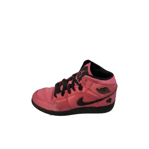 Jordan Air Jordan 1 MID Топ Детские Баскетбольные Кроссовки Розовые Унисекс