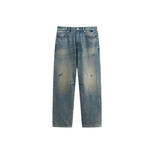 PEACEBIRD MEN Средний синий деним 1 Мужские Джинсы