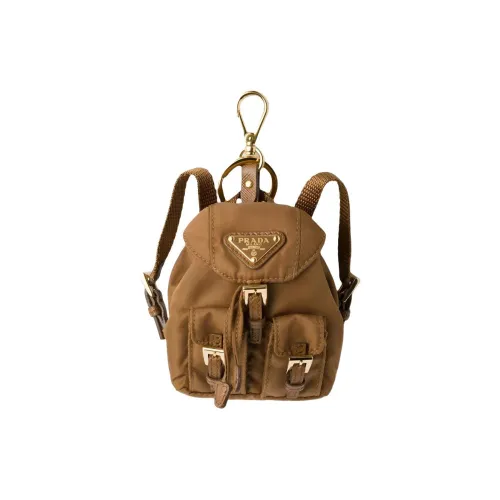 PRADA RE Нейлон Переработанный полиамид Монета Кошелек Мини Женский Коньячный цвет