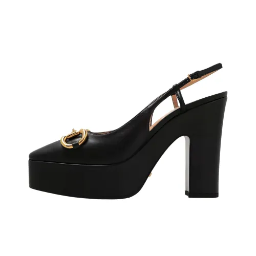 GUCCI Грубый каблук Высокие каблуки 13 см Женские Черный