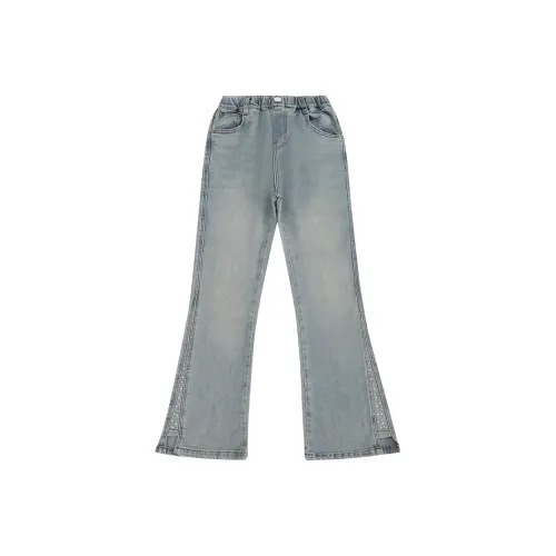 Meter Джинсы Девочки Осенние и Зимние Вышитые Широкие Брюки