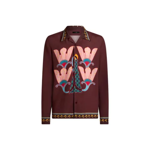 ETRO Мужские рубашки бордово-красного цвета