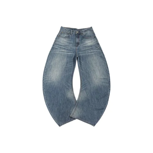 Voguo Relay Потертый Белый Выстиранный Синий Унисекс Джинсы