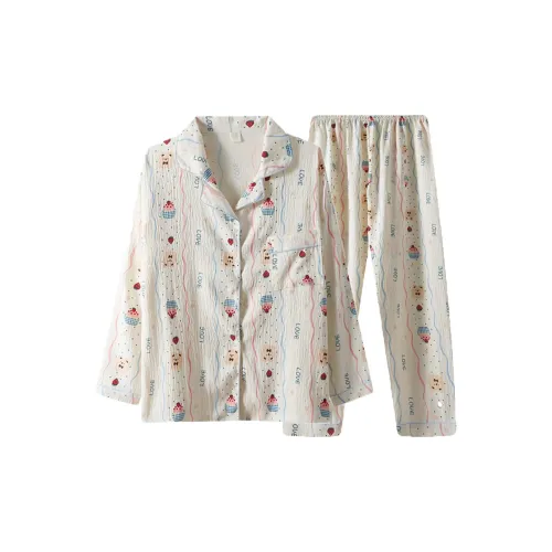 HANQIANNUO Весна-осень Пижама Женские Клетчатый