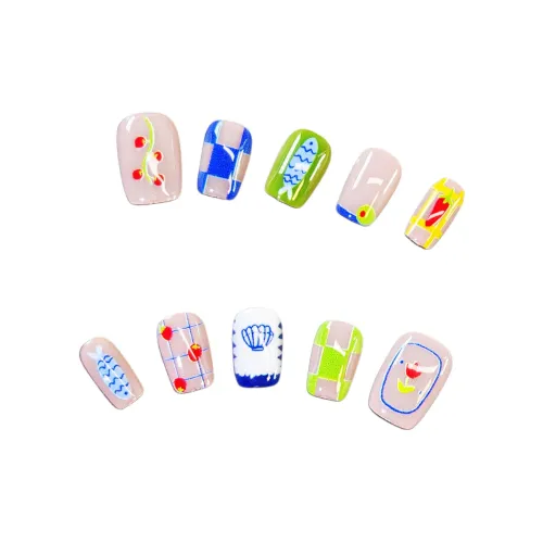 SHITIAN Сладкий Иллюстрация Короткий Квадрат Многоцветный Однотонный