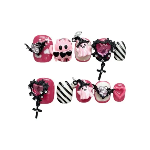 XIAMEIYU Ручной инструмент для ногтей Премиум Милый Необычный Демон Сердце False Nail Короткий Квадратный And Круглый Розовый Jump Цвет 15 мм