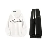 Комплект одежды [Белый свитшот + Черные штаны]