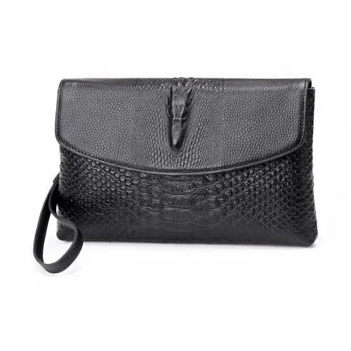 DOSRFINI Сумка-клатч из натуральной коровьей кожи стандартная мужская черная