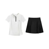 Белый укороченный комплект из двух частей (черная юбка Rain)