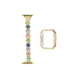 Золотистый цветной страз, ремень + один ряд, череп, золотой ромб, корпус