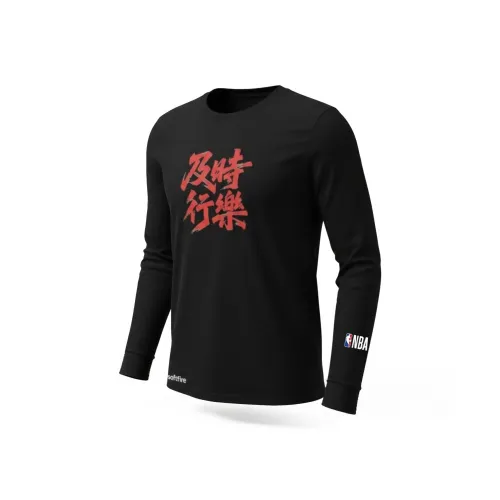 NBA Круглый вырез Длинный рукав Т-рубашка Fashion Versatile Весна-осень SOFTFIRE С принтом Спорт Классический Подростки Черный Унисекс