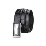 Черный, кожа крокодила, 3,8 см