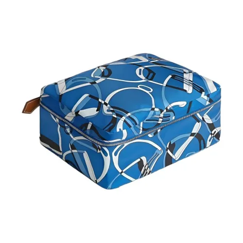 HERMES Travelsilk Шелк Путешествие Мешок для хранения Трубы Женские 71 BLEU Франция Французский синий