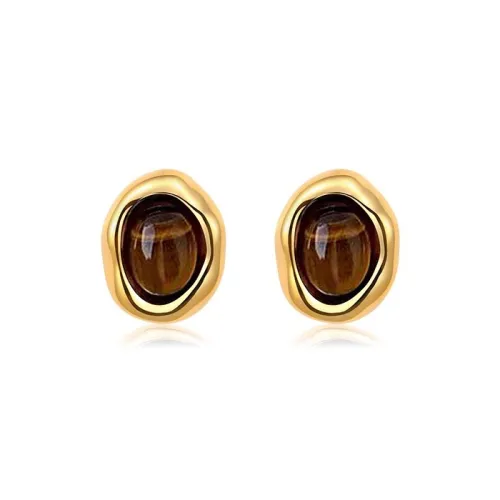 Yi Can Медные Гальванизированные с Настоящим Золотом Серьги-гвоздики Женские