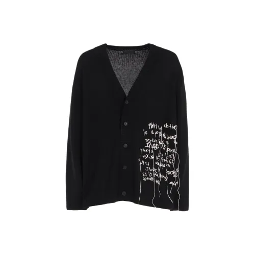 Yohji Yamamoto S'YTE FW25 7G Смесовая шерсть INTARSIA MESSAGE Кардиган Трикотаж Унисекс