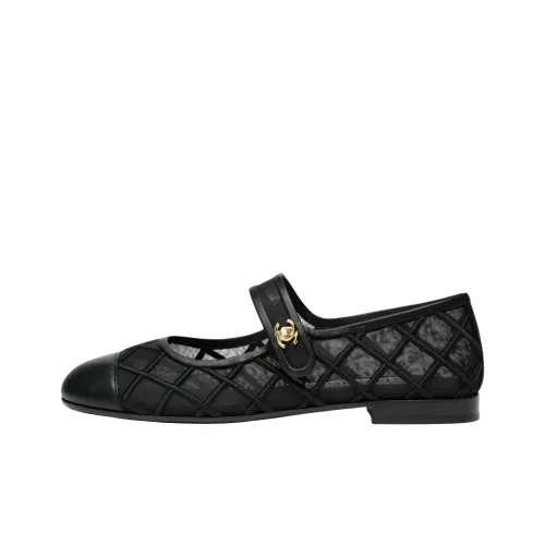 CHANEL COCO Beach 25M Flat Mary Jane Shoes Women's Black