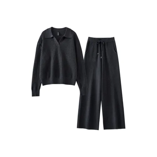 OUNIXUE Dark Gray Women's Casual Suits OUNIXUE Темно-серый Женский Повседневный Костюм