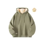 [Флисовая подкладка Свитшоты] Серый Горох Зеленый (Tb47 Уличный Логотип на правой стороне низ A)