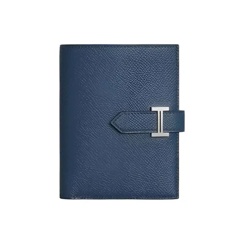 HERMES Bearn Epsom Телячья кожа Клатч Кошелек Унисекс 7U Темно-синий