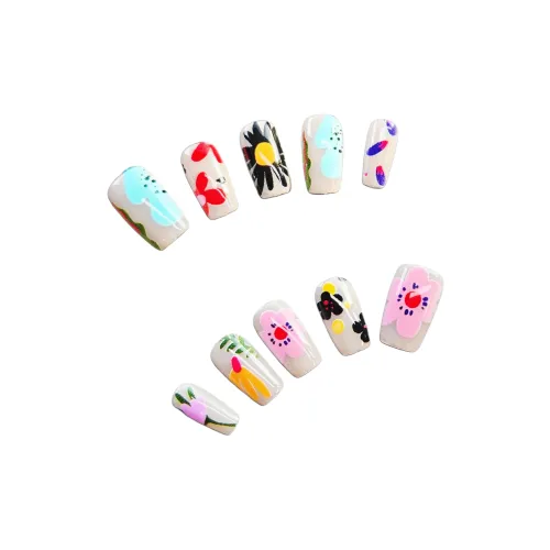 SHITIAN Delicate Floral Short Square Black White Solid Color