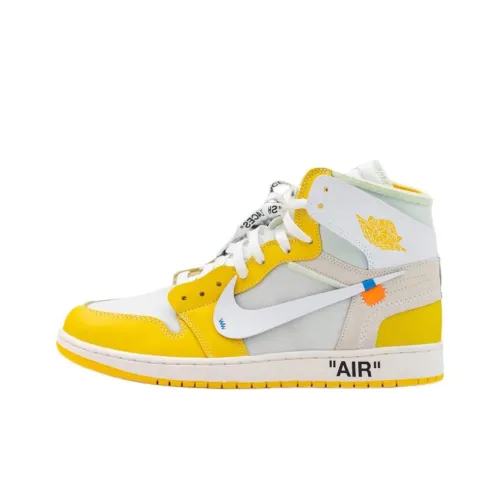 Jordan Air Jordan 1 Ретро Высокая Амортизация Высокий Топ Винтажные Баскетбольные Кроссовки Унисекс Белый Желтый