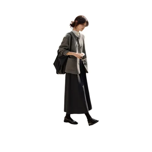 XWI Хаки Серый Двухтон Alpacas Женское Пальто