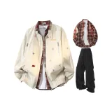 Абрикос + Черный Брюки + Красная Рубашка