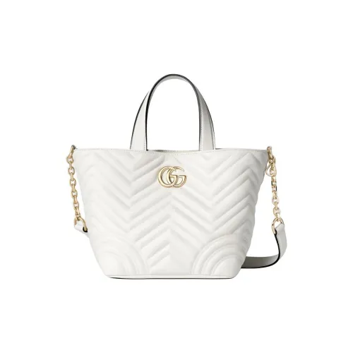 GUCCI Lambskin Tote Bag Mini Women's White