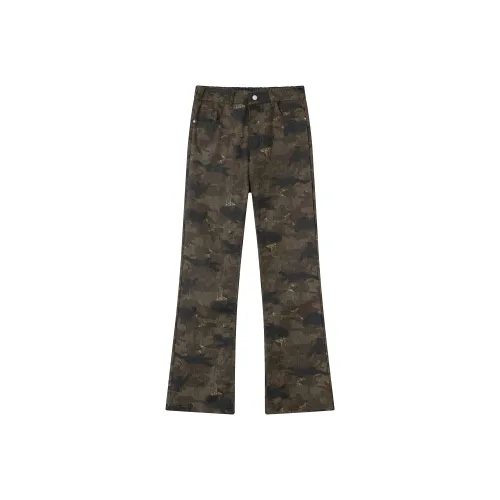 VIPGOOSE Камуфляжные кофейные унисекс джинсы