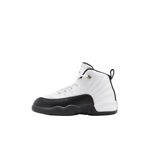 Jordan Air Джордан 12 Детские баскетбольные кроссовки Низкий топ Белый черный Для дошкольников