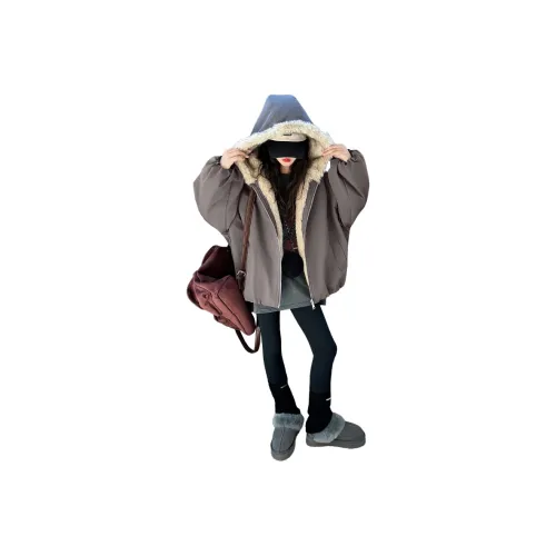 Smileyworld Серый Кофейный Пальто Школьный возраст Натуральный и искусственный мех