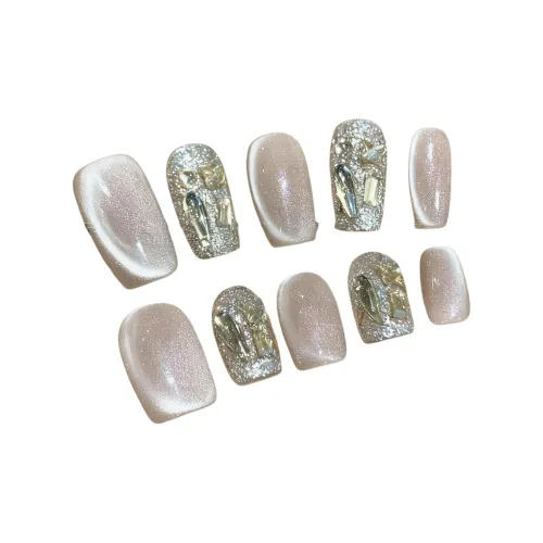 XNTX False Nail Патч Короткий Квадратный Cool Color Series Nude Cat Eye