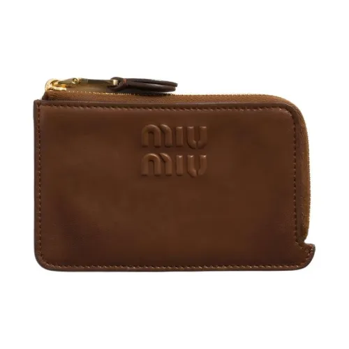 MIU MIU Кожа Держатель для карт Унисекс Коричневый