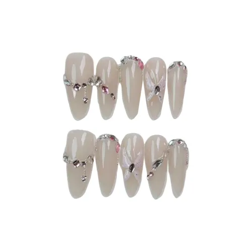 LIANJING [Listen To The Ветер Chime] Ручная работа Фальшивая Погоня Длинный Ледяной Прозрачный Телесный Роскошный Бабочка Наклейка 30MM Овал