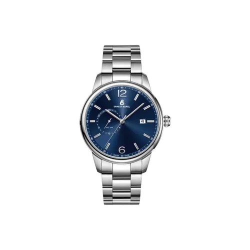 ERNEST BOREL Urban Кварцевый механизм Мужские часы Часы 42 мм Синий циферблат Корпус из нержавеющей стали