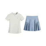Apricot Short-Sleeved Two-Piece Set (Misty Blue Skirt)  
Абрикос Короткий рукав Двухкомпонентный комплект (Юбка Misty Blue)
