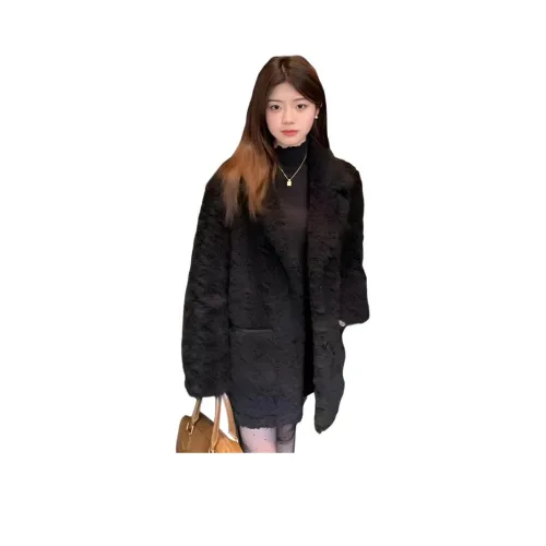 QINGYING Черное Утолщенное Женское Пальто