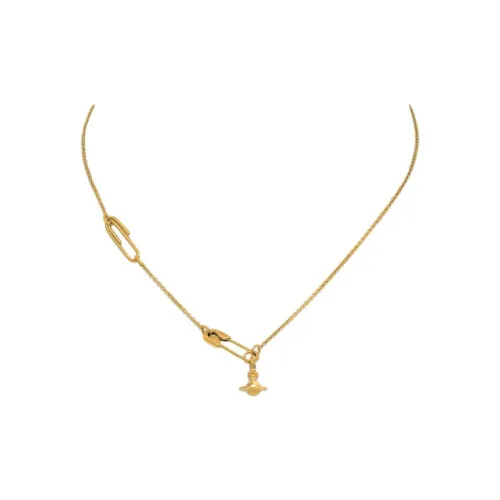 Vivienne Westwood Safety Pin Pendant Переработанное Серебро Ожерелье Унисекс Золото